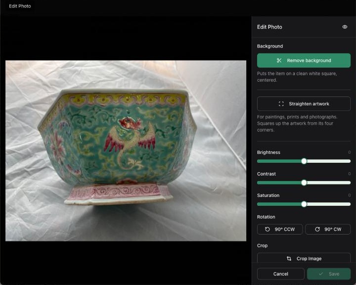 The photo editor with the new Background section