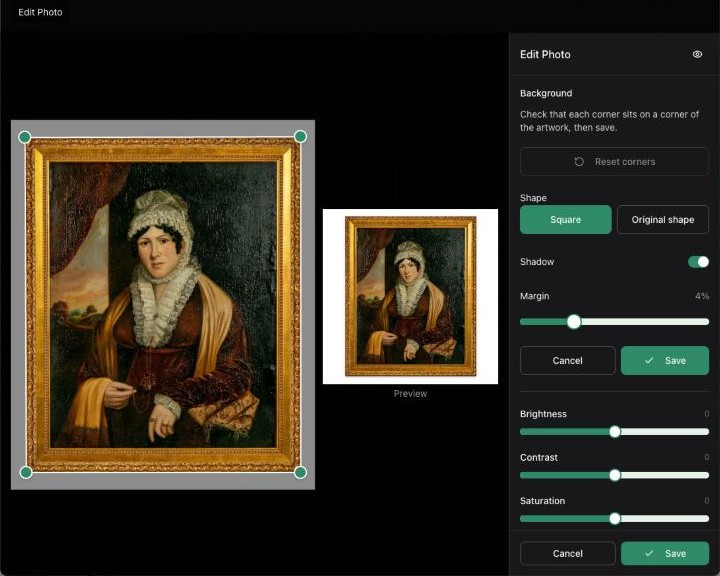 Straighten artwork finds the four corners of a painting and squares it up